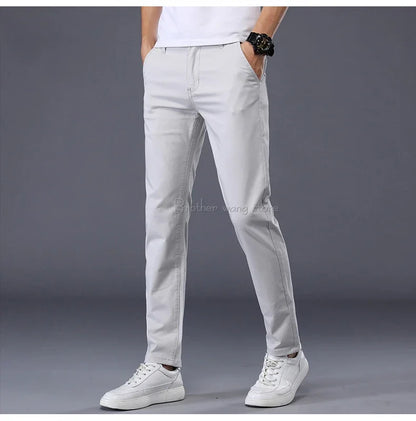 Thin Men's Pants Classic 7 Colors Summer New Casual Pant Business Fashion Stretch Cotton Slim Brand Male Trousers.