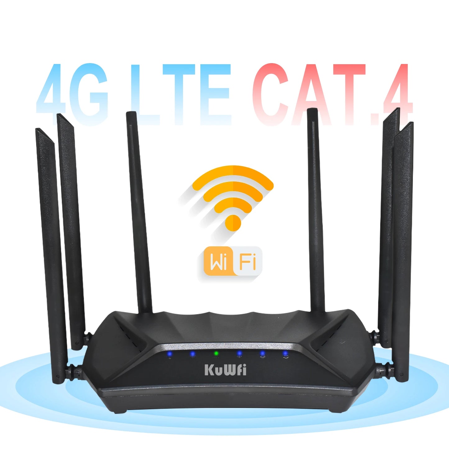 KUWFi CAT4 4G CPE Router 1200Mbps 2.4G 5GHz Dual Band WiFi Router LTE Modem with Gigabit RJ45 Port USIM Slot External Antennas.