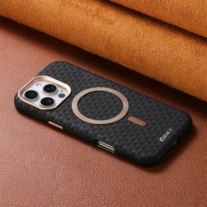 Luxury Leather Carbon Fiber Texture Phone Case For iPhone 13 14 15 16 17 Pro Max For Magsafe Wireless Charging Shockproof Cover.