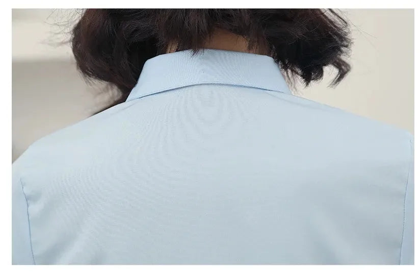 Elegant Women Shirts Woman White Shirt Long Sleeve Blouse Office Lady business Pink Shirts Button Solid Women work Blouses Tops.