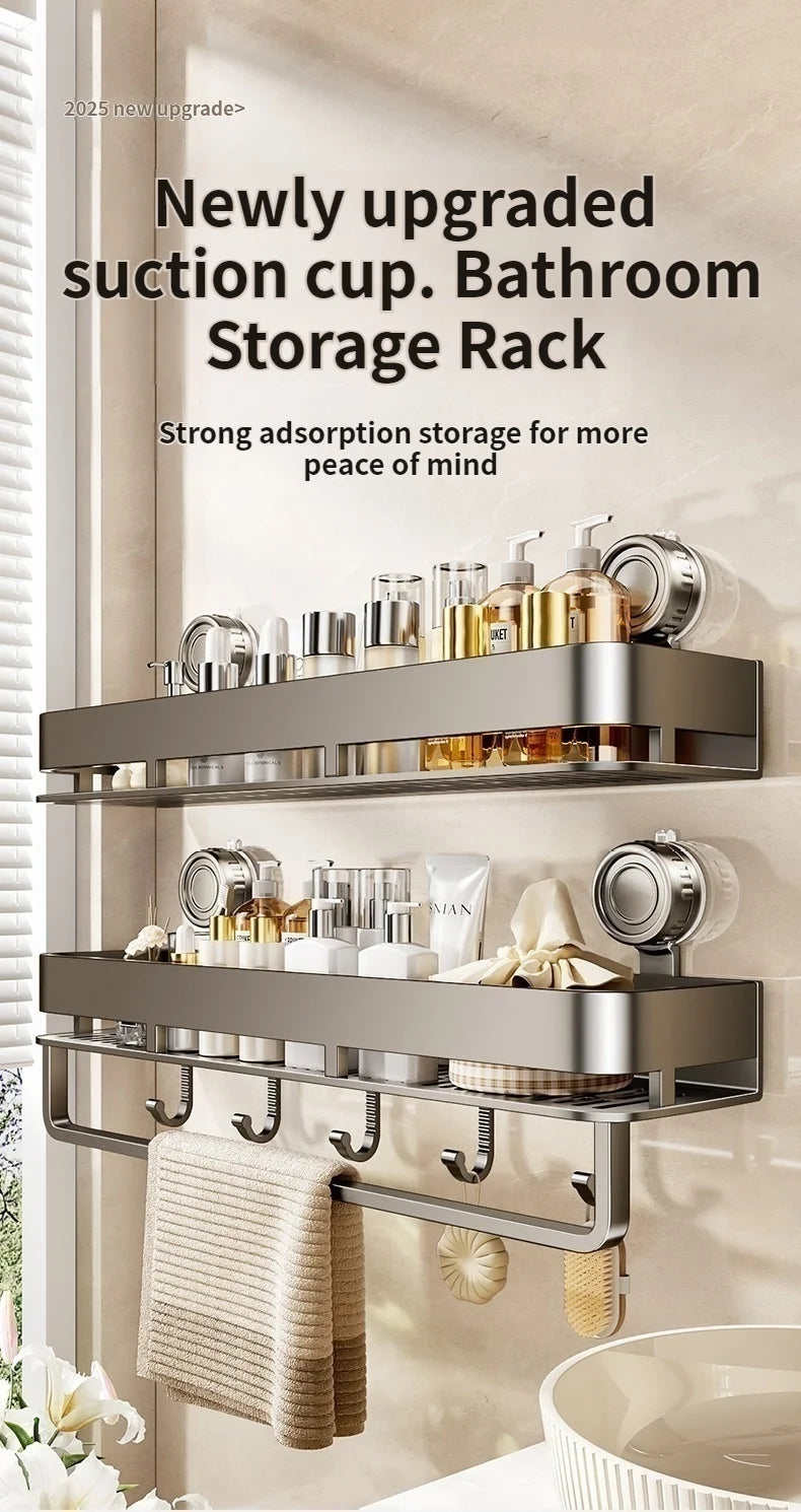 Kein Stanzen Saugnapf Saug Badezimmerregal Badezimmerregal Toilettenraum Aluminium Hängeregal Badezimmer Organizer Hängen an der Wand
