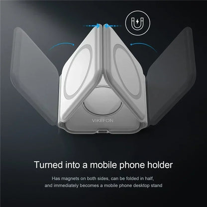 Foldable 3-in-1 Wireless Charger Dock For iPhone 16 15 14 13 12 Pro Max Apple Watch 10/9/8/7/6/5 AirPods Pro Fast Charging Pad.