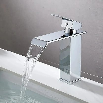 Black waterfall hot and cold faucet wash basin countertop basin bathroom cabinet splash proof basin faucet kitchen