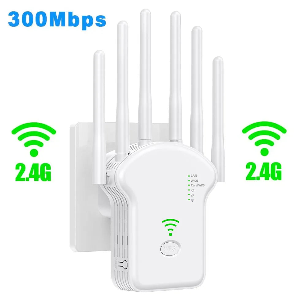 1200Mbps 5GHz Wireless WiFi Repeater WiFi Signal Booster Dual-Band 2.4G 5G WiFi Extender 6 Antenna Network Amplifier WPS Router