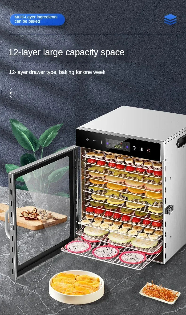 Food Dehydrator Home Fruit Digital Temperature Air Dryer Vegetable  Meat Medicinal Materials Smart Commercial Food Dehydrator.