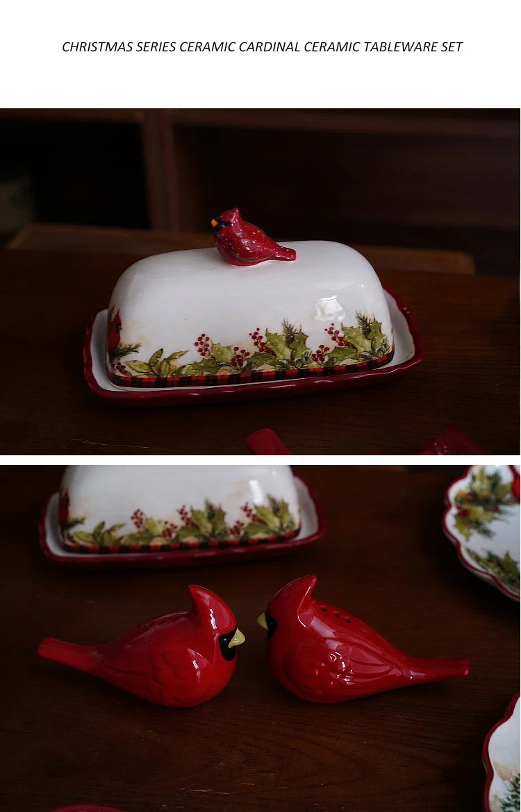 Christmas CeramicTableware Set High Grade Underglaze Colored Western Dining Plate Festival Dinner Party Cutlery Decorative Plate.