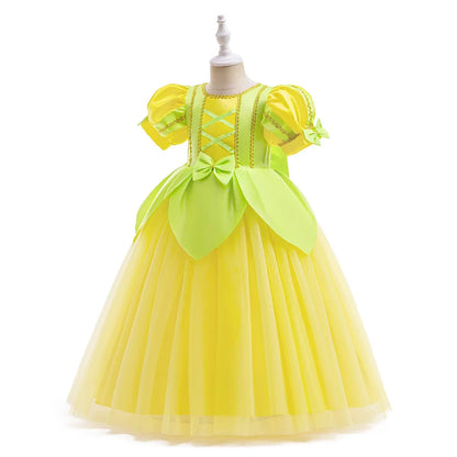 Tiana Fancy Prinzessin Kleid für Mädchen Geburtstag Party Kostüm Kinder Rollenspiel Ballkleid Kinder Karneval Performance Kleidung.