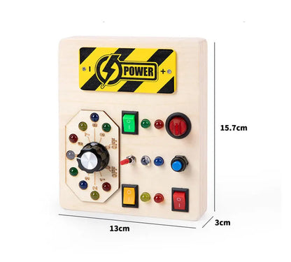 Montessori Busy Board Sensory Toys Wooden With LED Light Switch Control Board Travel Activities Children Games For 2-4 Years Old