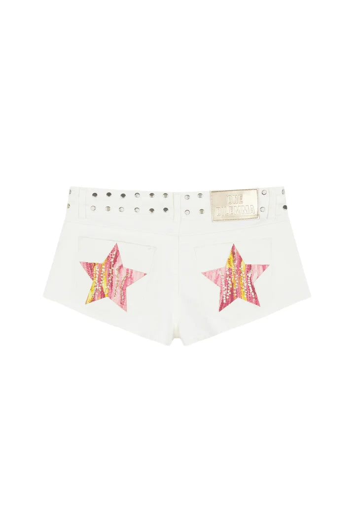 ONE DILEMMA Fashion Printing Shorts Harajuku Y2K Women's clothing Hot Girl Sexy Washed Denim Shorts Low Waist Mini Skirts.