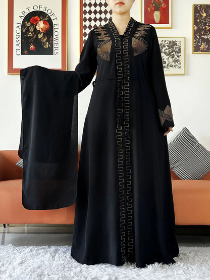 Laxury Design New Women Elegant Dress Chiffon Open Abaya Muslim Women Dress Islamic Clothing Cardigan Abaya Women Muslim Dress