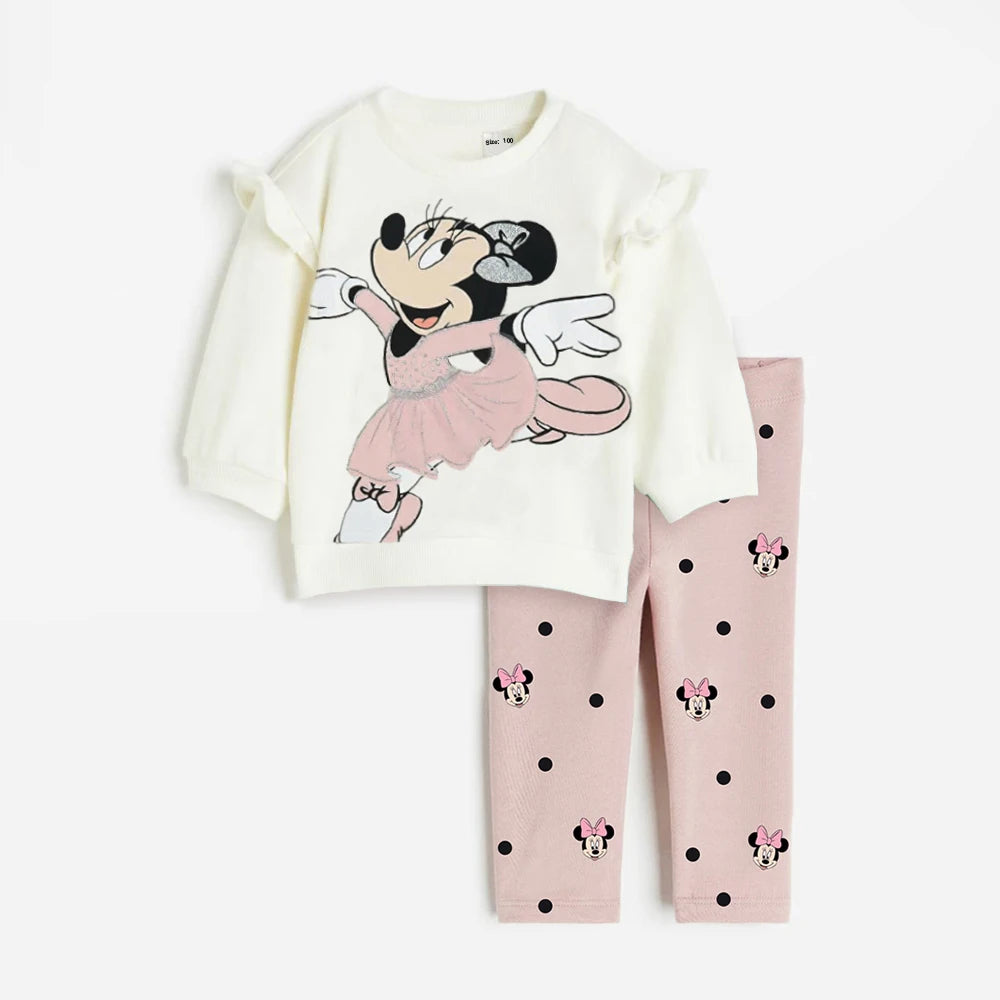 2Pcs Baby Girl Clothes Set For 0-4Y Minnie Casual Girls Sweatshirts + Leggings Spring Autumn Toddler Baby Girl Outfits.