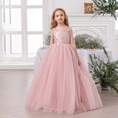 Brautjungfer Hochzeitskleid Blumenmädchen Prinzessin Kleid Elegante Mädchen Partykleider Klavier Performance Kleid Kinder Ballkleid.