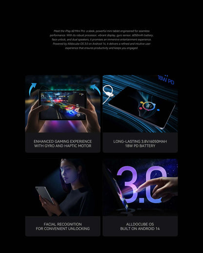 ALLDOCUBE iPlay60 Mini Pro Tablet 8.4" Display Helio G99 16GB(8GB+8GB Virtual)RAM 128/256GB ROM 4G LTE 6050mAh Android 14.