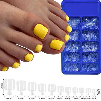 100pcs Fake Toenail Natural White Press On Toe Foot Full Cover Square Nails Art Tips Artificial Acrylic False Nail Manicure Tool.