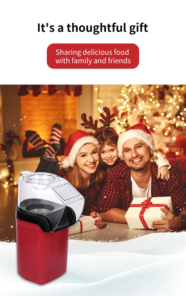 Electric Portable Popcorn Maker Fully Automatic Home Popcorn Popper Hot Air Popcorn Machine Healthy No Oil Mini Popcorn Maker.