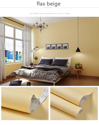 Selbstklebende Tapete, wasserdicht, einfarbig, Leinenmuster, Wohnzimmer, Schlafzimmer, Zimmer, Schrank, Dekoration, Aufkleber