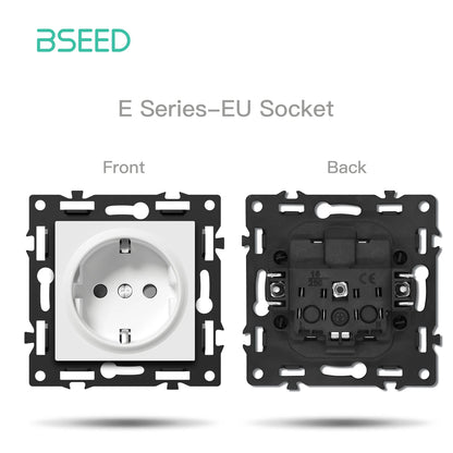 BSEED Zigbee 1/2/3/4Gang Smart Licht Vorhang Shutter Dimmer Schalter Mechanische Tasten EU Steckdosen USBC DIY Teile Kunststoff Rahmen.