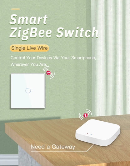 BSEED Smart Zigbee Schalter 1/2/3Gang 1Way Intelligente Touch Licht Schalter Wand Sensor Schalter Tuya Smart leben Google Alexa.