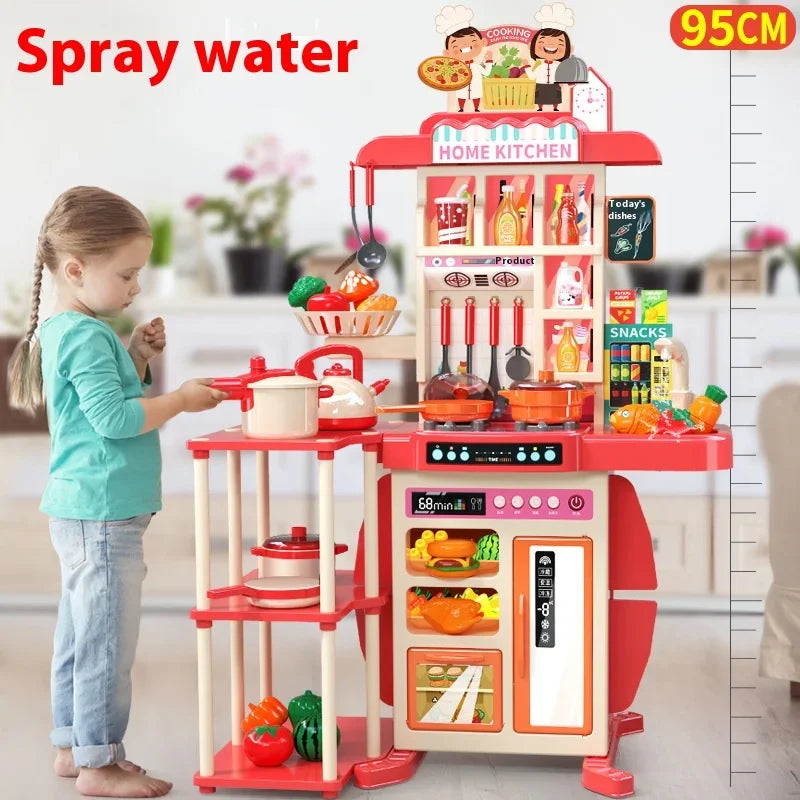 Children's Home Cooking Simulator Kitchen Set Kitchen Girls Cooking Spray Dining Table Toys Christmas Gifts.