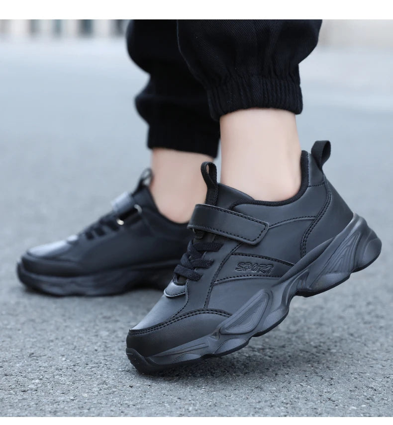 Children Shoes Kids Casual Sneakers Black Pu Leather Sports Shoes for Boy Girls White Shoes School Running Tennis Sneaker.