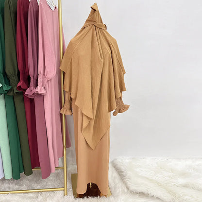 Extra Long Khimar and Abaya Jilbab 2 Piece Set Muslim Woman Prayer Garment Islamic Outfit Ramadan Eid Hijab Dress Dubai Turkey.