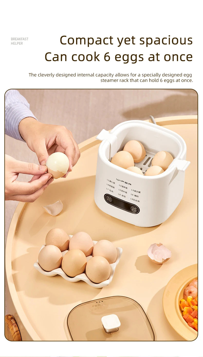 300W Electric Egg Boiler Breakfast Machine Multicooker Steamer Automatic Egg Cookers Home Egg Custard Steaming Cooker with Timer.