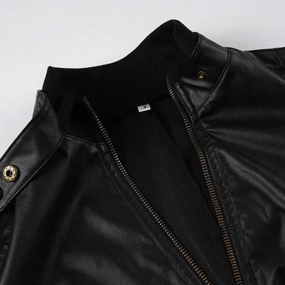 AltGoth Harajuku Streetwear Pu Leder Jacke Mall Gothic Cyber Punk Rollkragen Crop Mäntel Hipster Dark Grunge Rave Outfit Femme