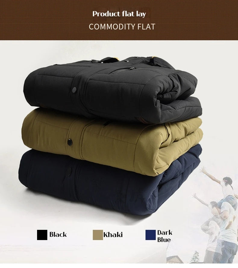 Winter Men's Cotton Jacket with Fleece for Middle-aged and Elderly People Warm Coat, Windproof Winter Coat Parka Coat.