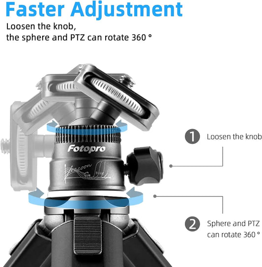 Fotopro Desktop Mini Tripod, Aluminum Alloy Compact Camera Tripod with Ball Head 1/4 Inch Screw for Phone DSLR.
