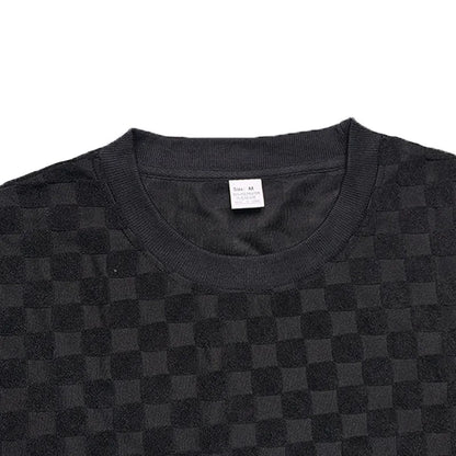 European and American Oversized Fashion Brand Men's Summer New Chessboard Plaid Loose Sports and Leisure Two-Piece Set.