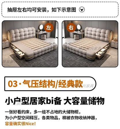 Kopfteil-Aufbewahrungsbetten, gepolstert, minimalistische Doppelbett-Schlafbetten, luxuriös, einzigartig, Muebles Para Dormitorio, Möbelzubehör