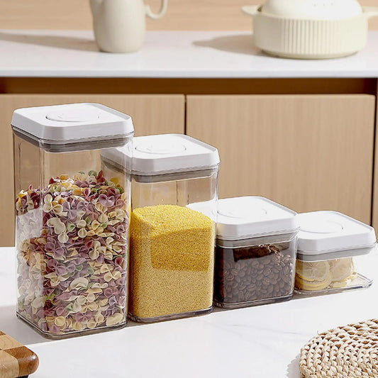 Cereal Container Kitchen Airtight Jars Clear Stackable Sealed Jar for Rice Pet Food Home Bakers Pantry Organizers Dried Fruits.