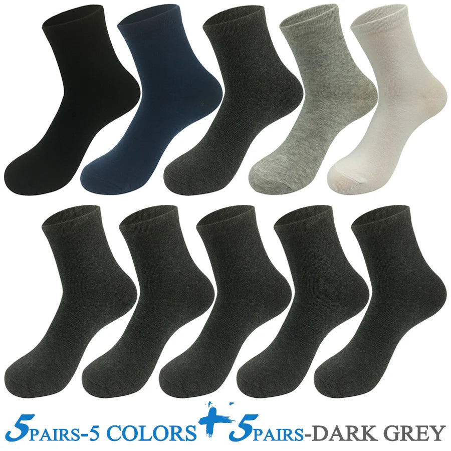5 Pairs/Lot Socks Men Cotton Dress Wedding Black Grey White Brand Fashion Meias Male Breathable Casual Long Sock Gift 2024 New