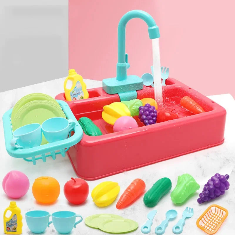 Kitchen Toy Plastic Dish Wash Sink Set Children Simulation Pretend Role Play Housework Kit Early Educational Toys for Children