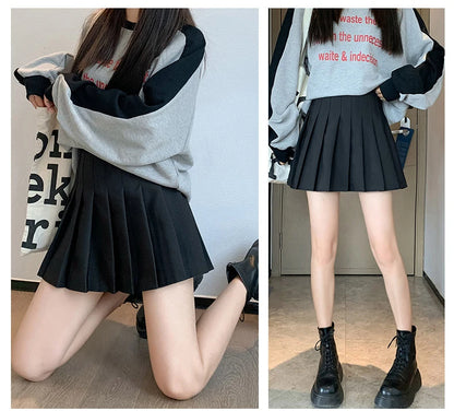 Zjaiss White Women Plus Size Pleated Skirts Summer High Waist Zipper Girls Dancing JK Black Fashion Student A Line Mini Skirts.