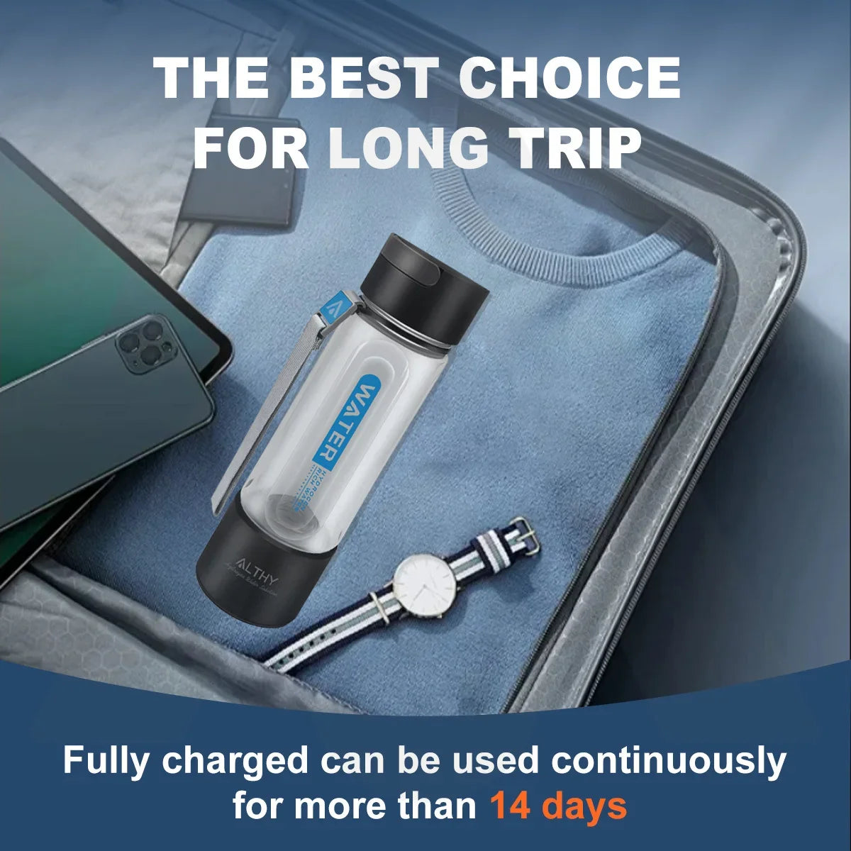 ALTHY Hydrogen Water Generator Bottle Cup DuPont SPE+PEM Dual Chamber,40 Times Working/ Single charged ,H2 Inhalation Device.