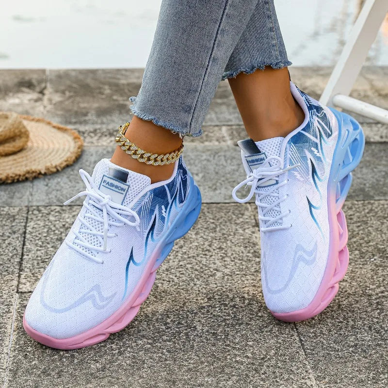 Women's Sneakers 2025 New Fashion Breathable Trainers Comfortable Sneakers Women Mesh Fabric Lace Up Female Footwear Women Shoes.