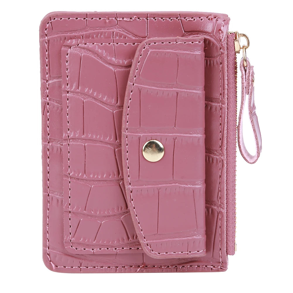 Women Fashion Short Wallet PU Leather Coin Card Holder Solid Color Casual Money Wallet Female Outdoor Bag.