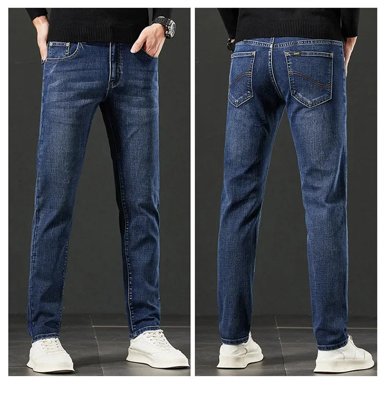 Lee Dex Jeans Men's Autumn/winter New Loose-fit Straight-leg Versatile Mid-age Men's Wear Business Casual Long Pants.