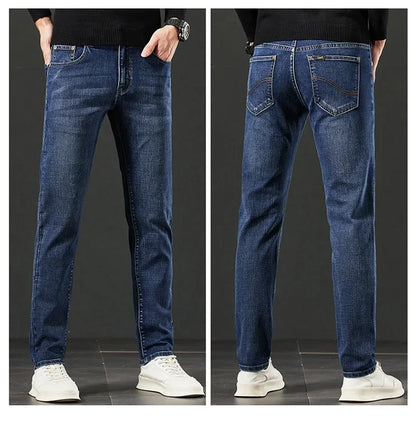 Lee Dex Jeans Men's Autumn/winter New Loose-fit Straight-leg Versatile Mid-age Men's Wear Business Casual Long Pants.