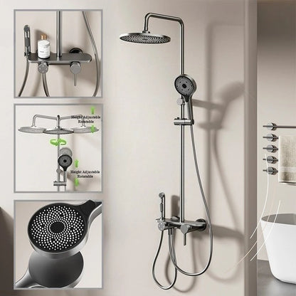 Four Ways Water Outlet Shower System Rainlfall Pressurized Sunflower Shower Set Wall Mounted Hot Cold Bathroom Shower Faucet Set