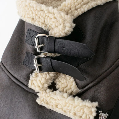 TRZA-Damen-Jacke aus dickem, warmem Wildleder mit Gürtel, langärmlige Mäntel, Kunstscheren, weibliche Oberbekleidung, schicke Oberteile, Wintermode.