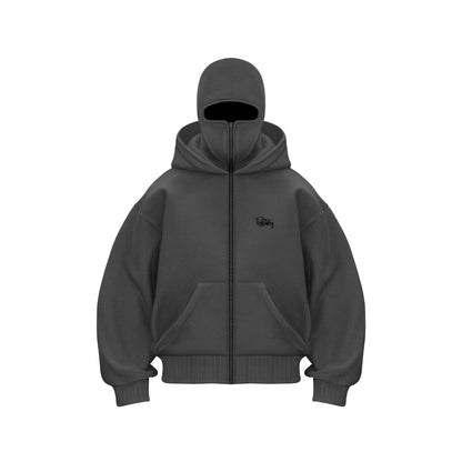 Men's Balaclava Zip Hoodie Winter Warm Casual Sweatshirt With Hooded Face Mask Zipper Design Sports Jacket Outdoor Activities.