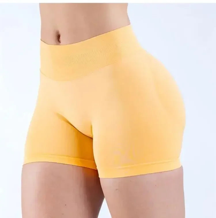 Summer High Waisted Yoga Shorts Women  Fashionable and Sexy Running Fitness Pants Solid Color High Elastic Yoga Leggings