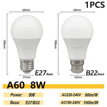 1/10PCS Energiesparlampe E27 B22 Lampen A60 A80 AC220V 230V 110V LED-Licht 20W 18W 24W für Home Derection Wohnzimmerbeleuchtung