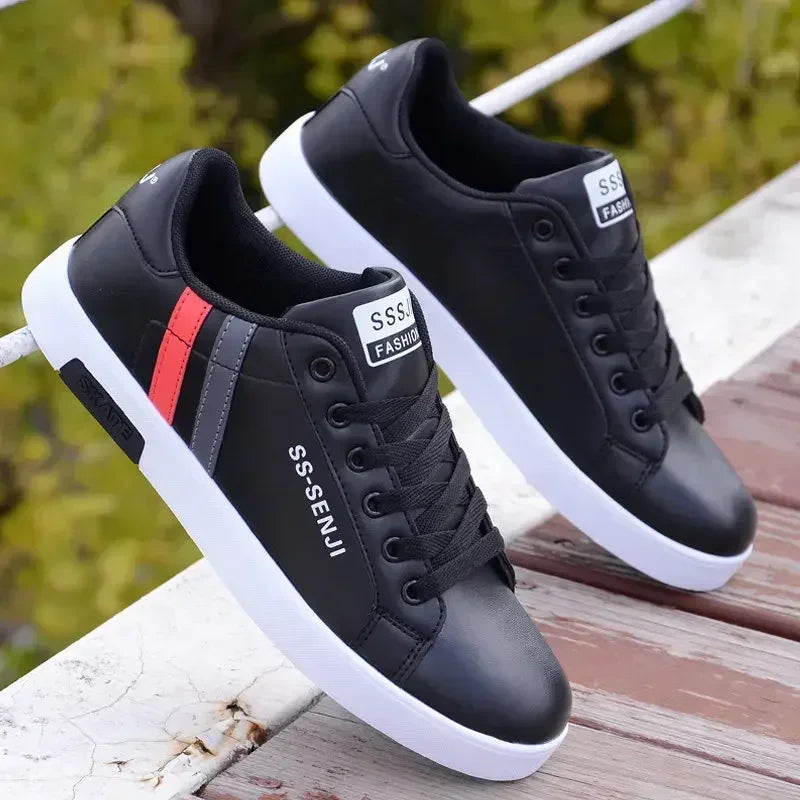 High Quality Men Sneakers Leather Outdoor Casual Shoes Lace-up Hot Sale Mens Vulcanized Shoes Trendy Men Shoes New Tenis Hombres
