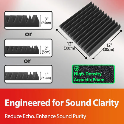 TOUO Panel Soundproofing 6-48 Pack Studio Acoustic Foam Sound Absorbing Foam Panel House Isolation Wall Acoustic Foam Sponge Pad