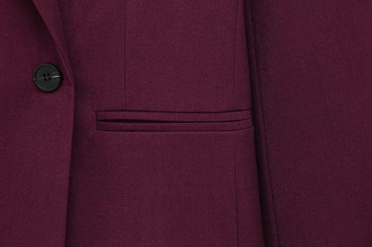 KONDALA Vintage Chic Office Lady Red Solid Women Suit Notched Single Button Pockets Blazer Straight Loose Pants Fashion 2025 Set.