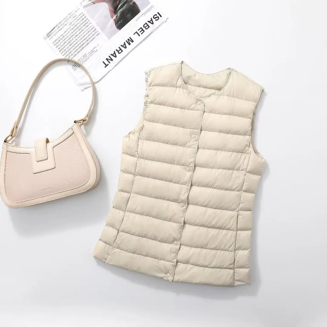Damen-Weste mit ärmellosem Innenfutter, Daunenweste, 2025, Neuankömmlinge, leichte Damenweste, Frühling und Herbst, Oberbekleidung innen.