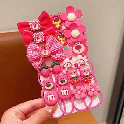 20pcs/Set Children's Hair Accessories Elastic And Scrunchies Hair Bands Resin Cartoon Animals Hair Rope Sweet Cute Ponytail Hold.